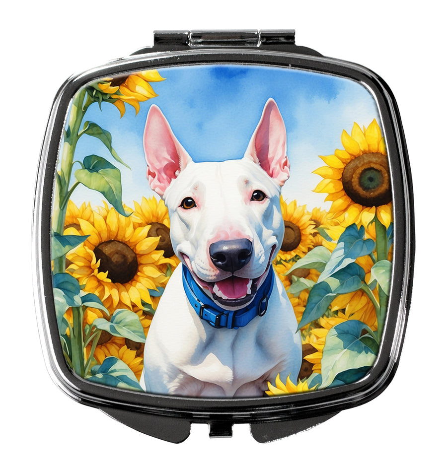 English Bull Terrier in Sunflowers Compact Mirror Image 1