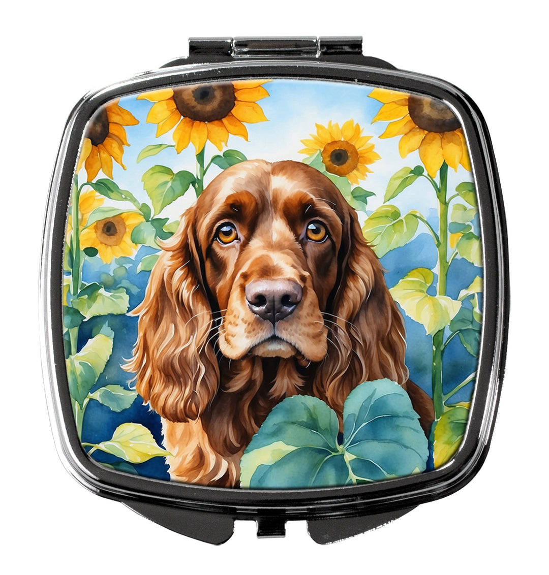 English Cocker Spaniel in Sunflowers Compact Mirror Image 1