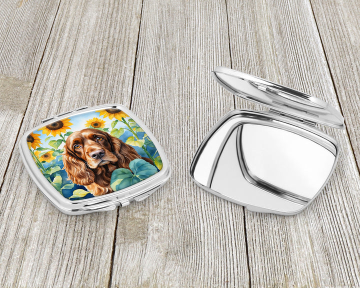 English Cocker Spaniel in Sunflowers Compact Mirror Image 3