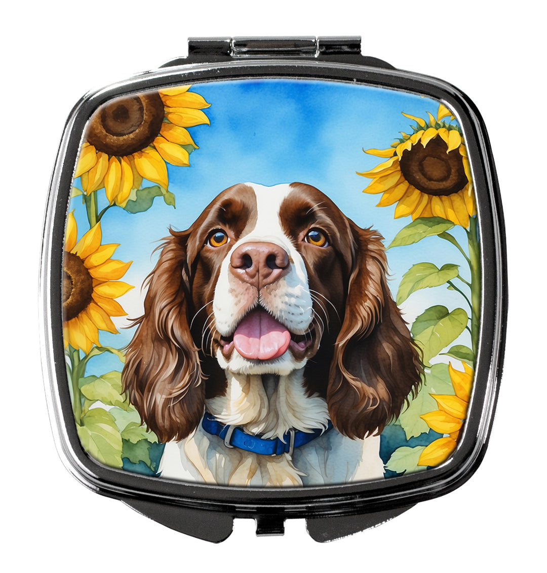 English Springer Spaniel in Sunflowers Compact Mirror Image 1