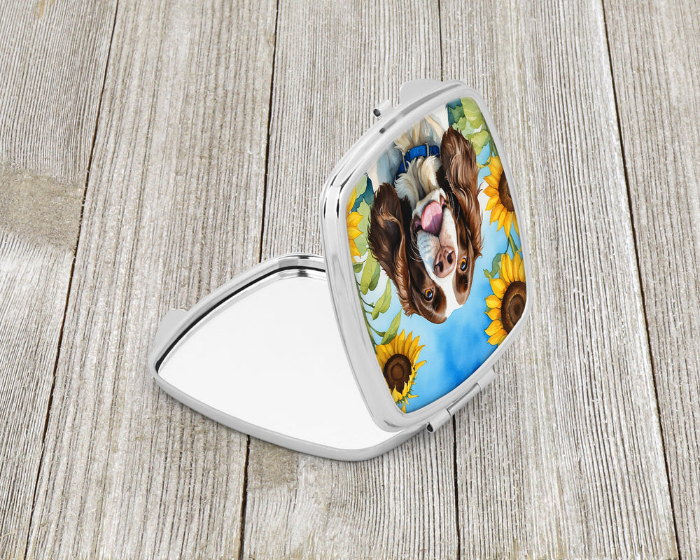 English Springer Spaniel in Sunflowers Compact Mirror Image 2