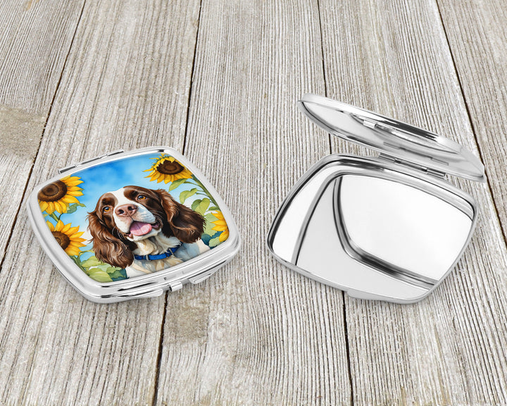 English Springer Spaniel in Sunflowers Compact Mirror Image 3
