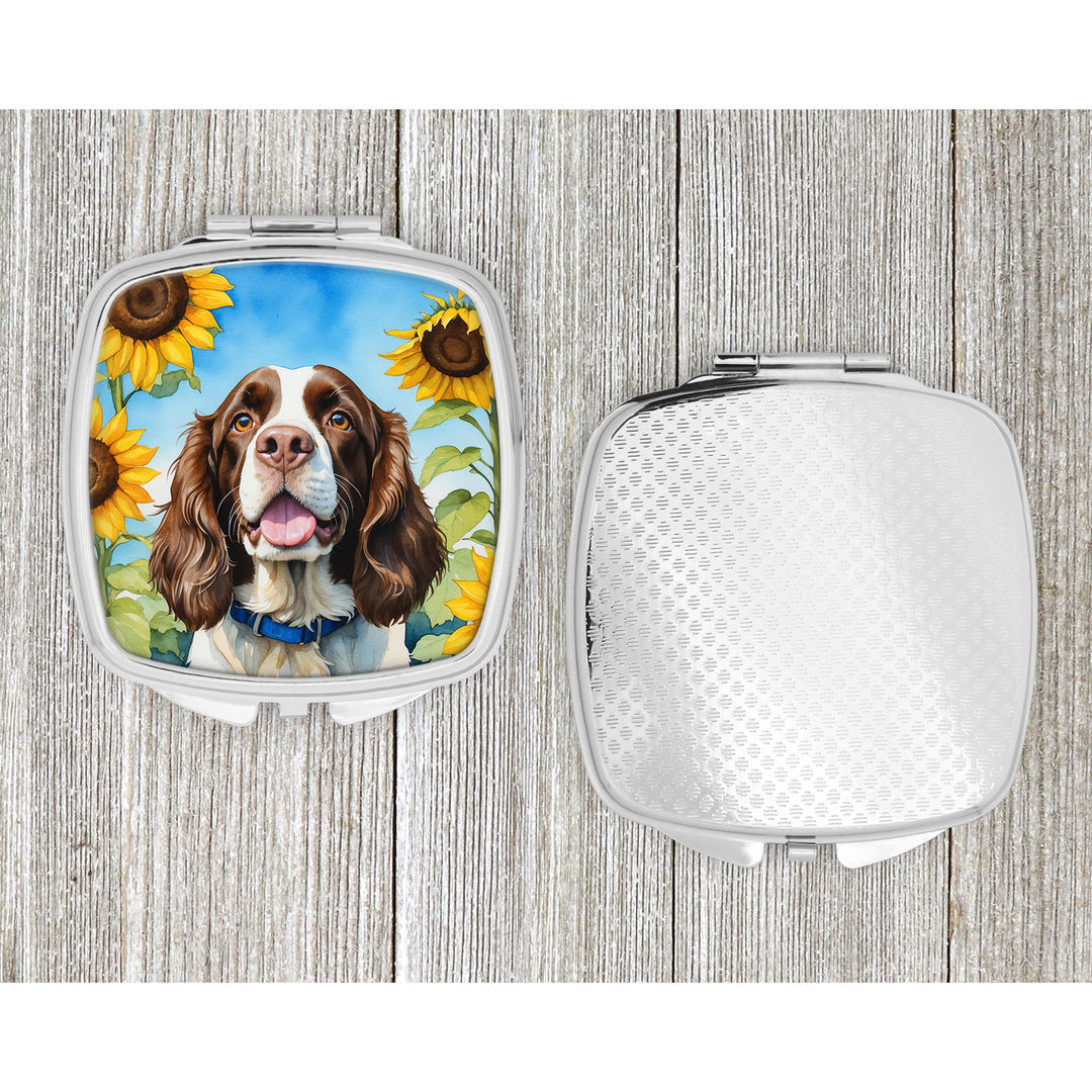 English Springer Spaniel in Sunflowers Compact Mirror Image 4