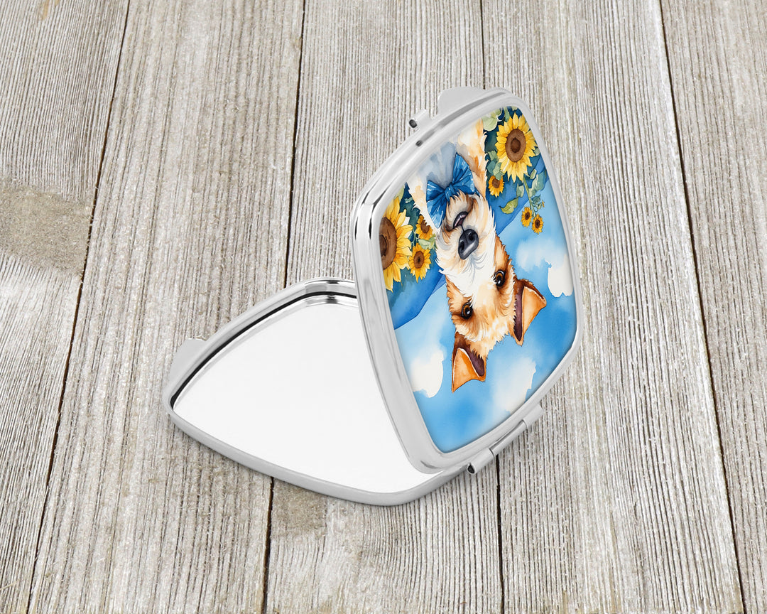 Fox Terrier in Sunflowers Compact Mirror Image 2
