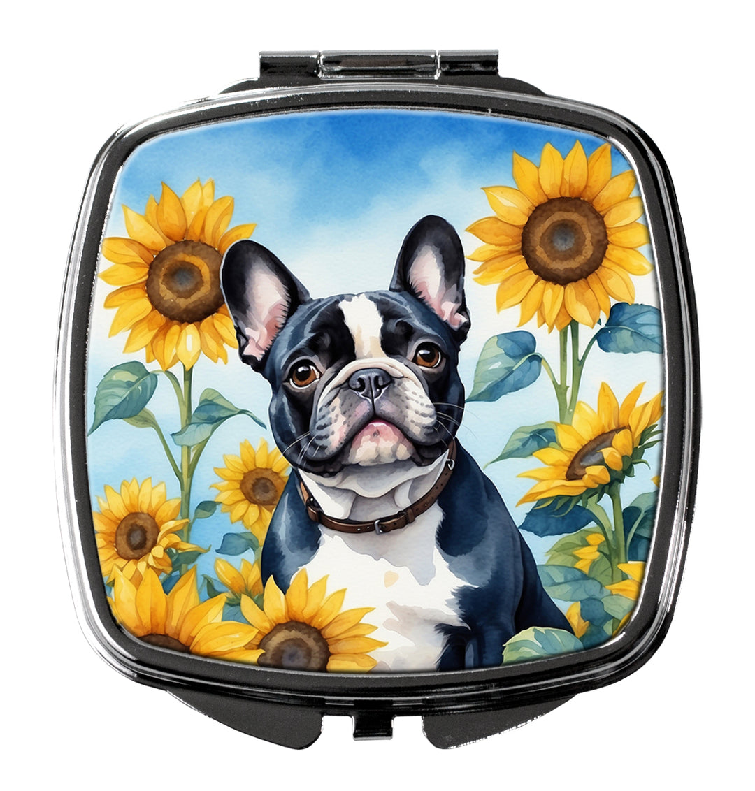 French Bulldog in Sunflowers Compact Mirror Image 1