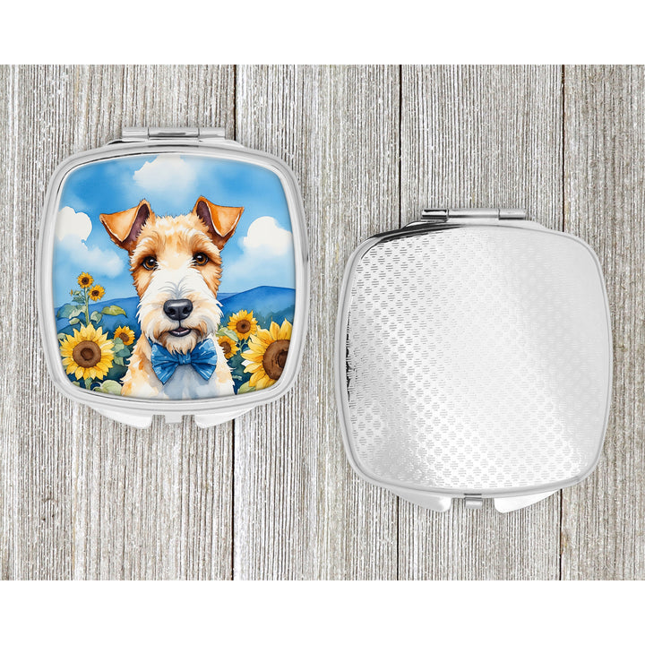 Fox Terrier in Sunflowers Compact Mirror Image 4