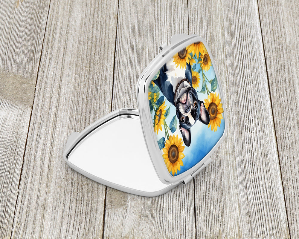 French Bulldog in Sunflowers Compact Mirror Image 2