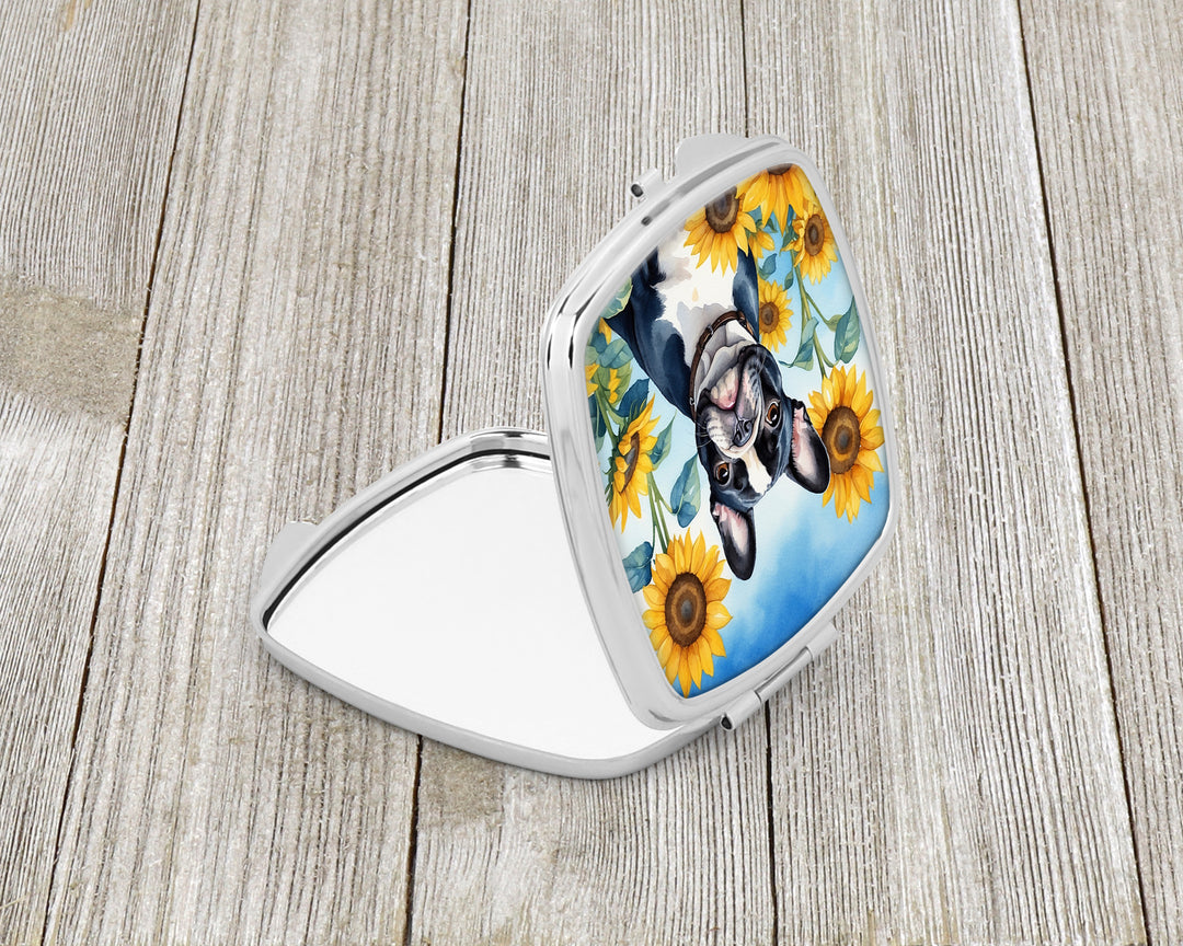 French Bulldog in Sunflowers Compact Mirror Image 2
