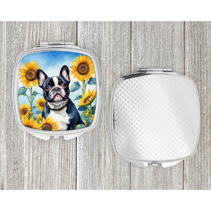 French Bulldog in Sunflowers Compact Mirror Image 4