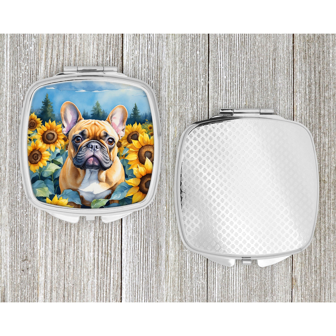 French Bulldog in Sunflowers Compact Mirror Image 4