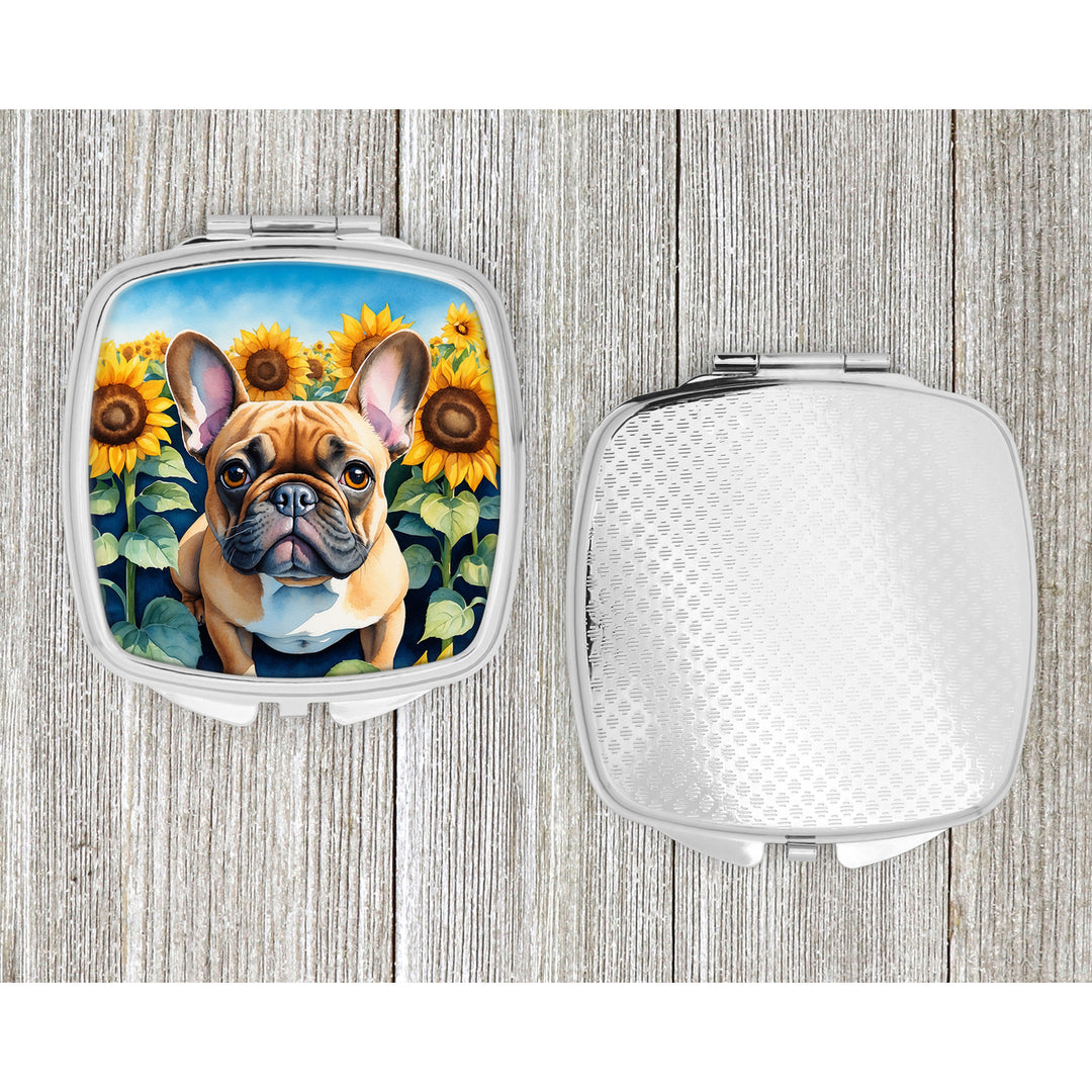 French Bulldog in Sunflowers Compact Mirror Image 4