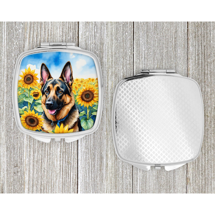 German Shepherd in Sunflowers Compact Mirror Image 4