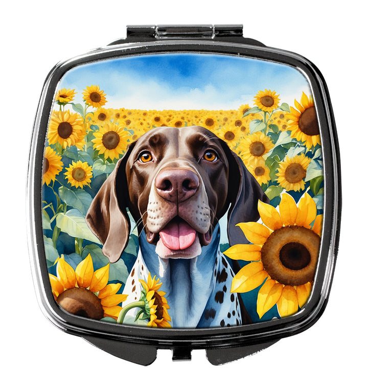 German Shorthaired Pointer in Sunflowers Compact Mirror Image 1
