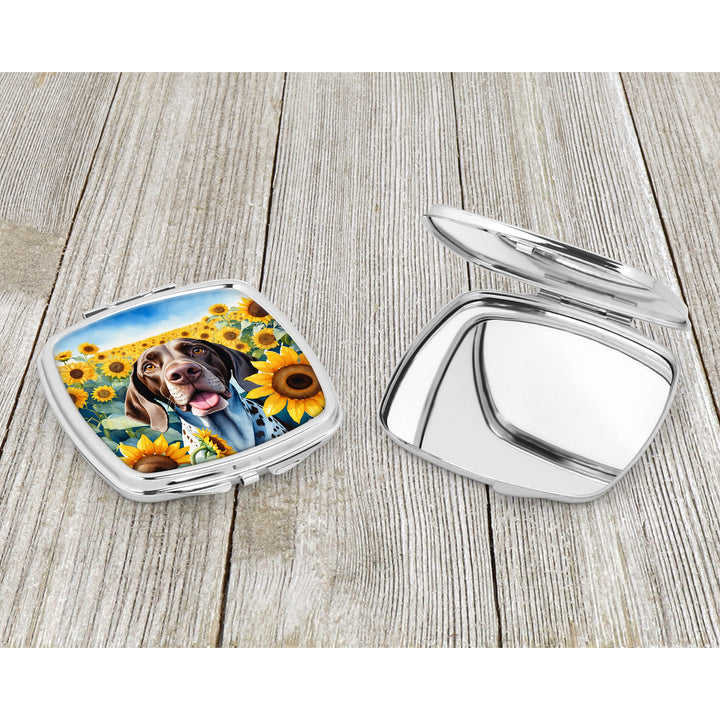 German Shorthaired Pointer in Sunflowers Compact Mirror Image 3