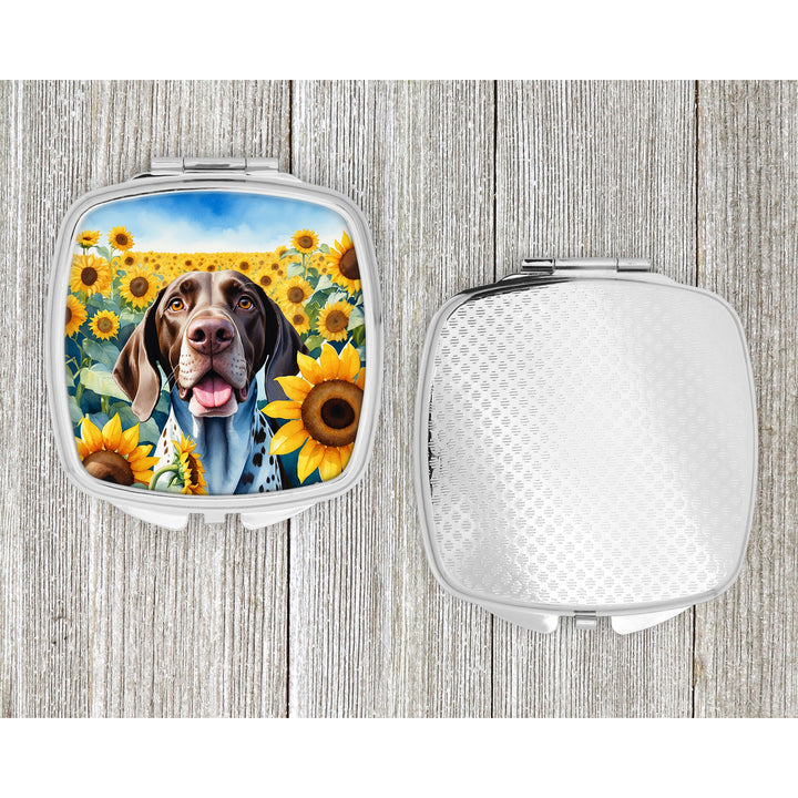 German Shorthaired Pointer in Sunflowers Compact Mirror Image 4
