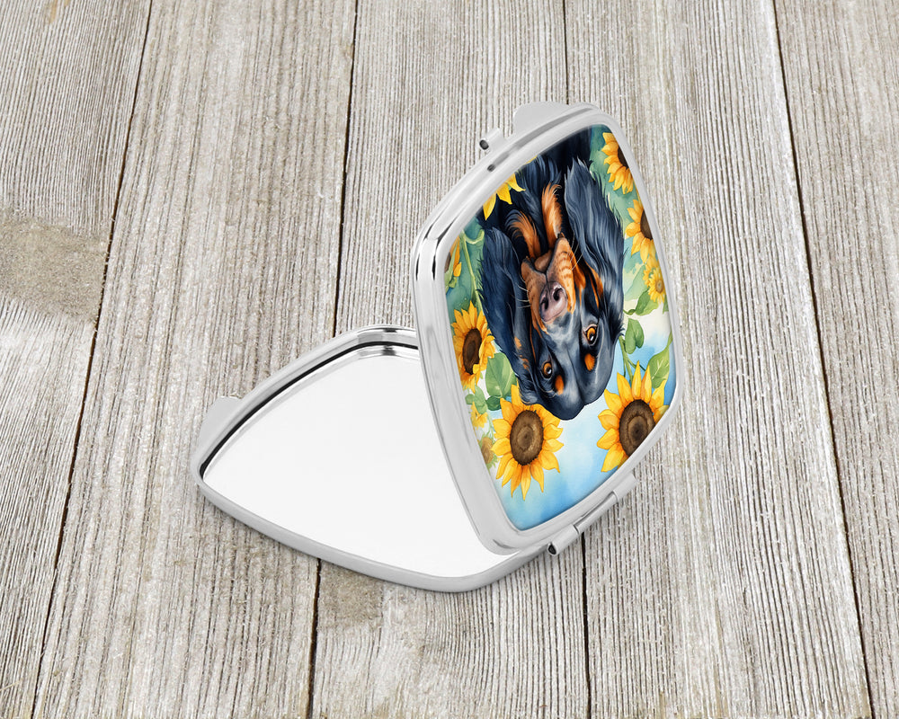 Gordon Setter in Sunflowers Compact Mirror Image 2