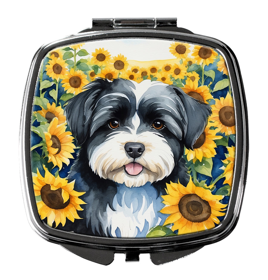 Havanese in Sunflowers Compact Mirror Image 1