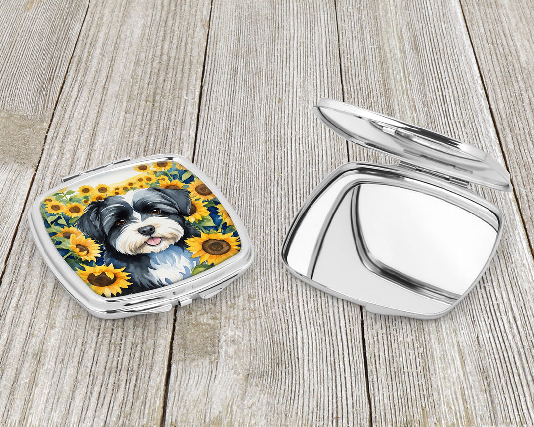 Havanese in Sunflowers Compact Mirror Image 3