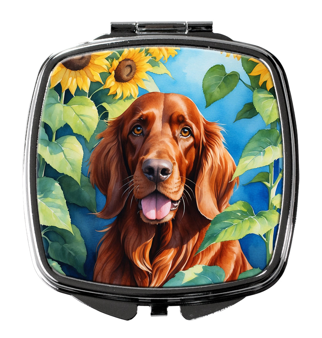 Irish Setter in Sunflowers Compact Mirror Image 1