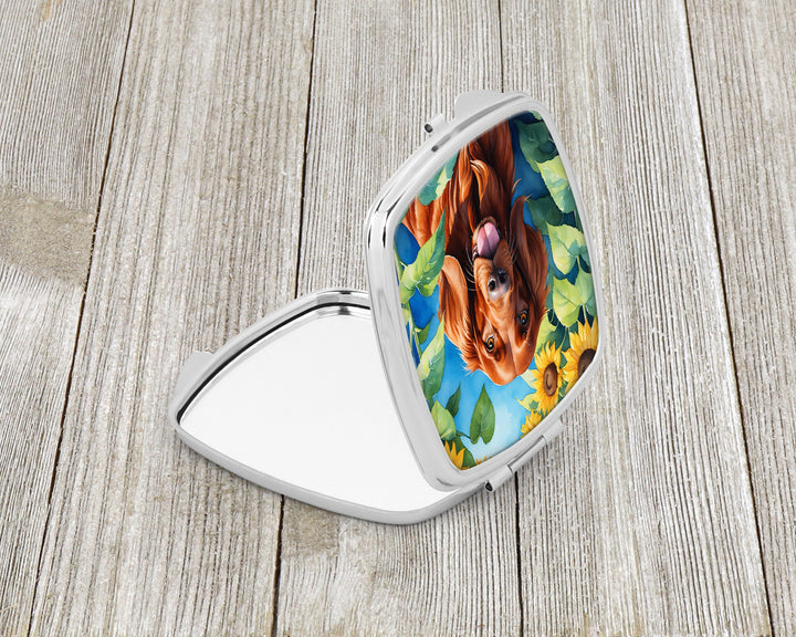 Irish Setter in Sunflowers Compact Mirror Image 2