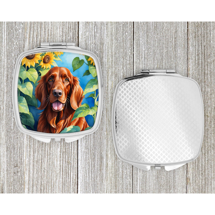 Irish Setter in Sunflowers Compact Mirror Image 4