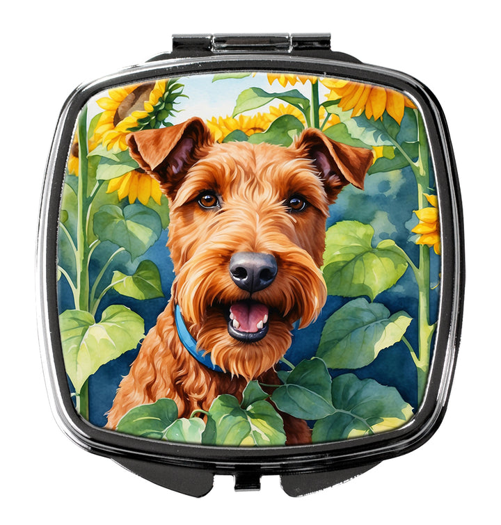 Irish Terrier in Sunflowers Compact Mirror Image 1