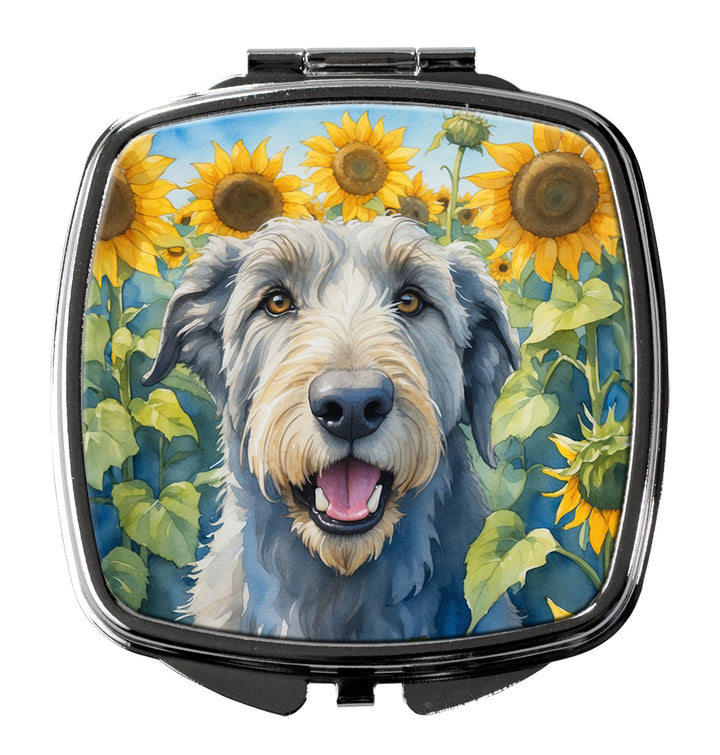 Irish Wolfhound in Sunflowers Compact Mirror Image 1
