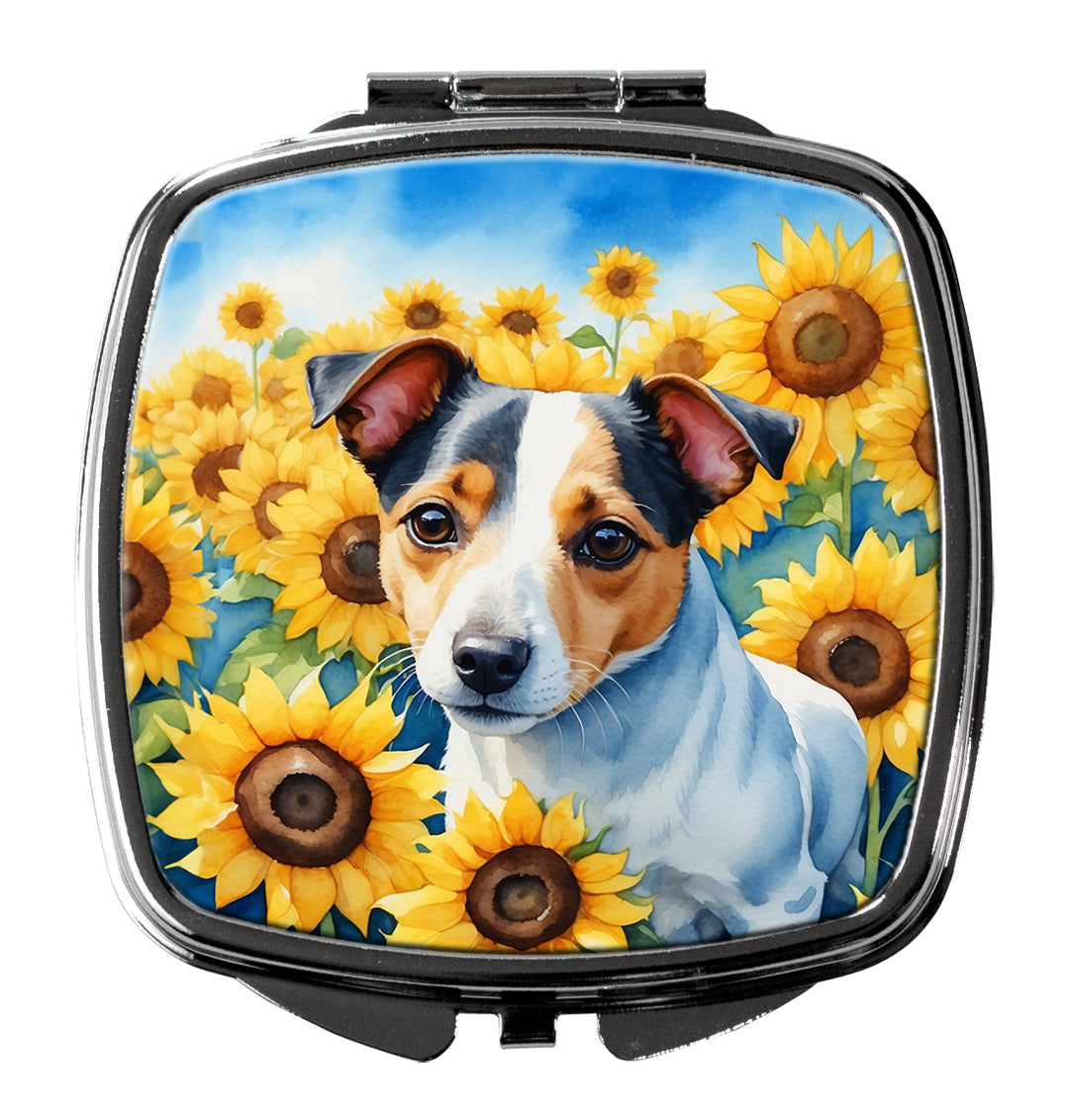 Jack Russell Terrier in Sunflowers Compact Mirror Image 1