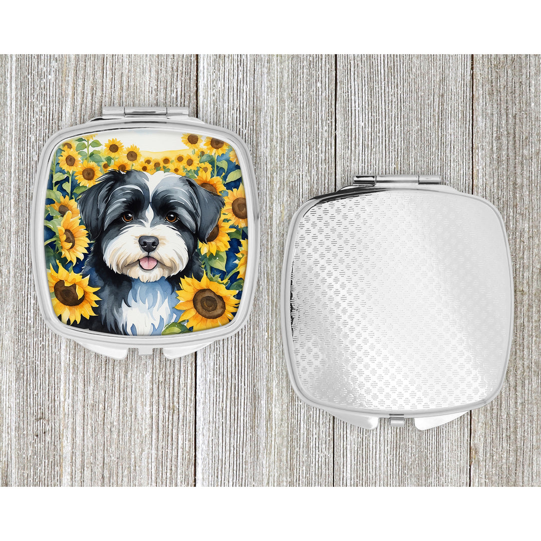 Havanese in Sunflowers Compact Mirror Image 4