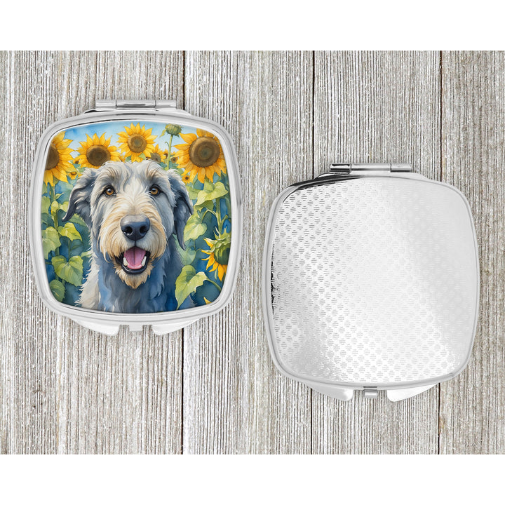 Irish Wolfhound in Sunflowers Compact Mirror Image 4