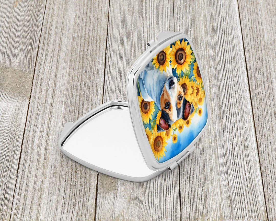 Jack Russell Terrier in Sunflowers Compact Mirror Image 2