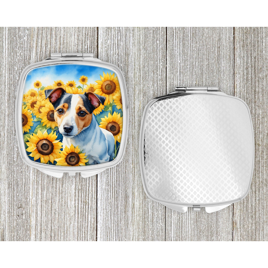 Jack Russell Terrier in Sunflowers Compact Mirror Image 4