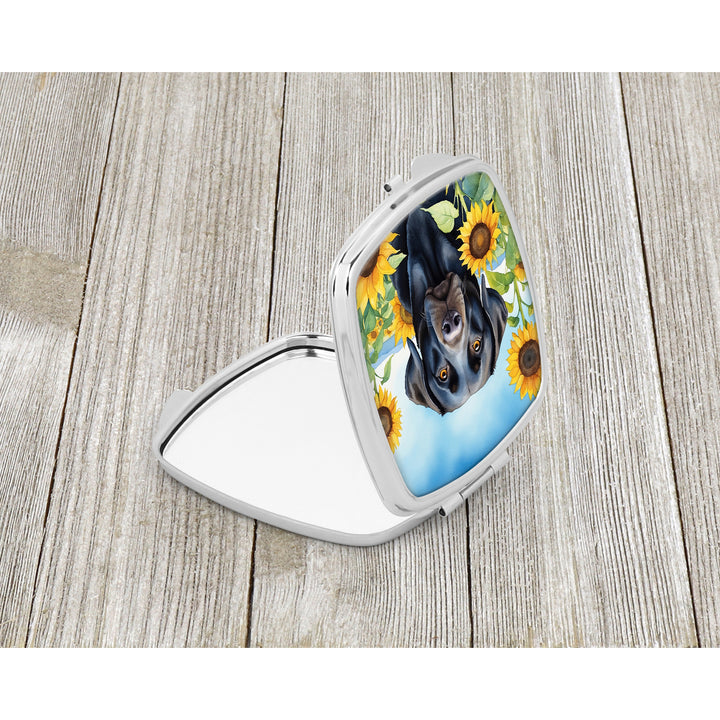 Labrador Retriever in Sunflowers Compact Mirror Image 2