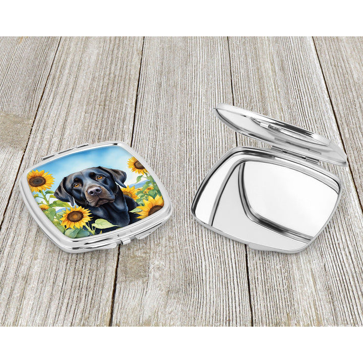 Labrador Retriever in Sunflowers Compact Mirror Image 3