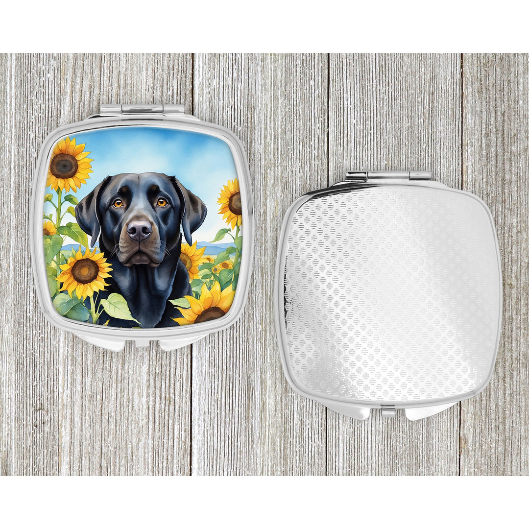 Labrador Retriever in Sunflowers Compact Mirror Image 4