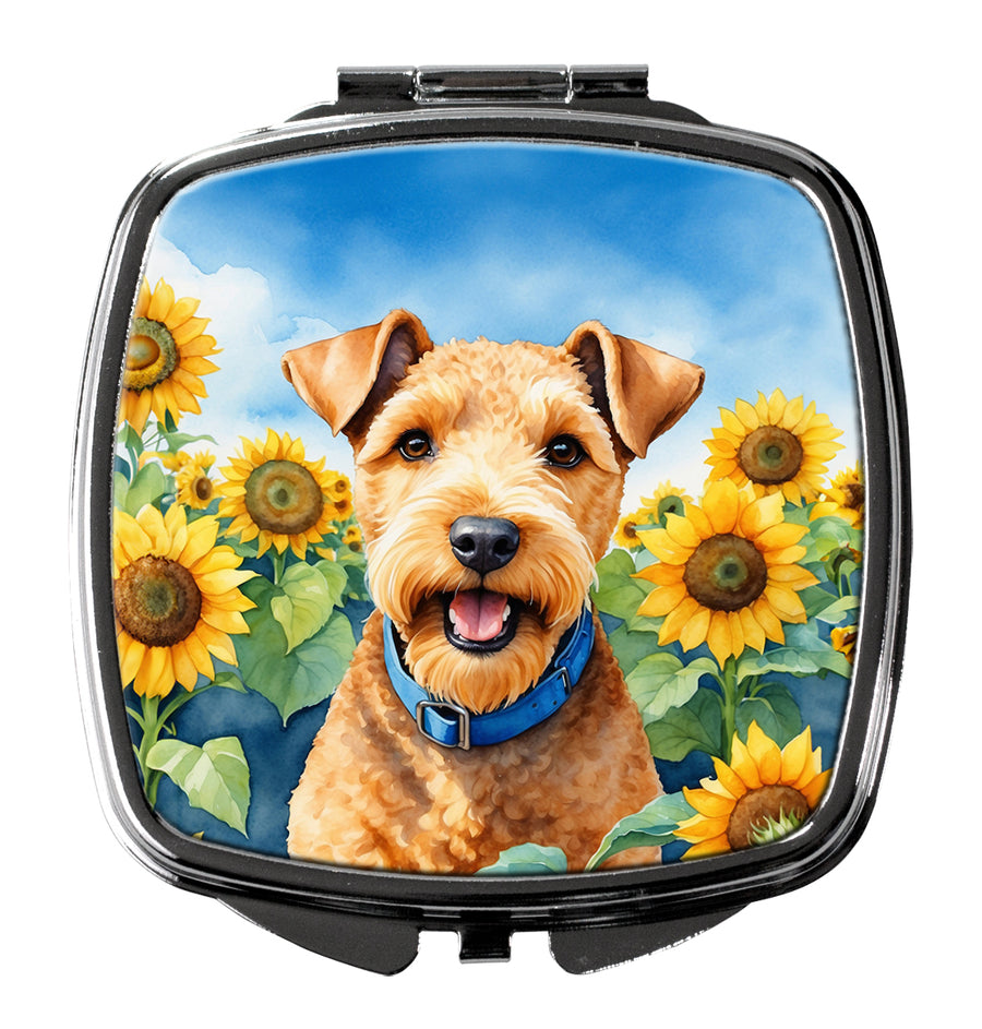 Lakeland Terrier in Sunflowers Compact Mirror Image 1