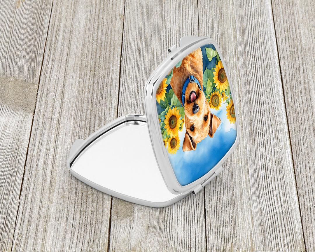 Lakeland Terrier in Sunflowers Compact Mirror Image 2