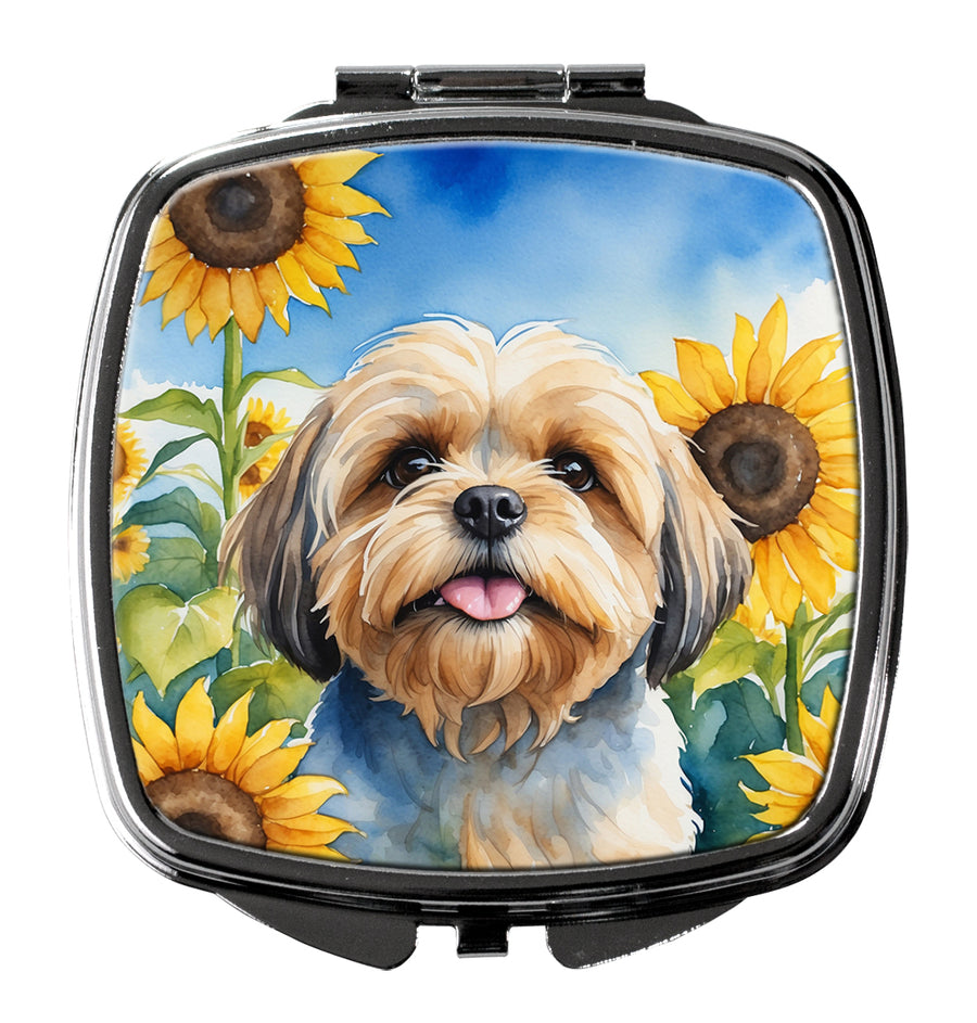 Lhasa Apso in Sunflowers Compact Mirror Image 1