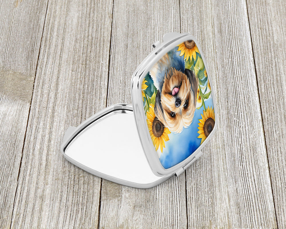 Lhasa Apso in Sunflowers Compact Mirror Image 2