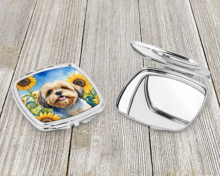 Lhasa Apso in Sunflowers Compact Mirror Image 3