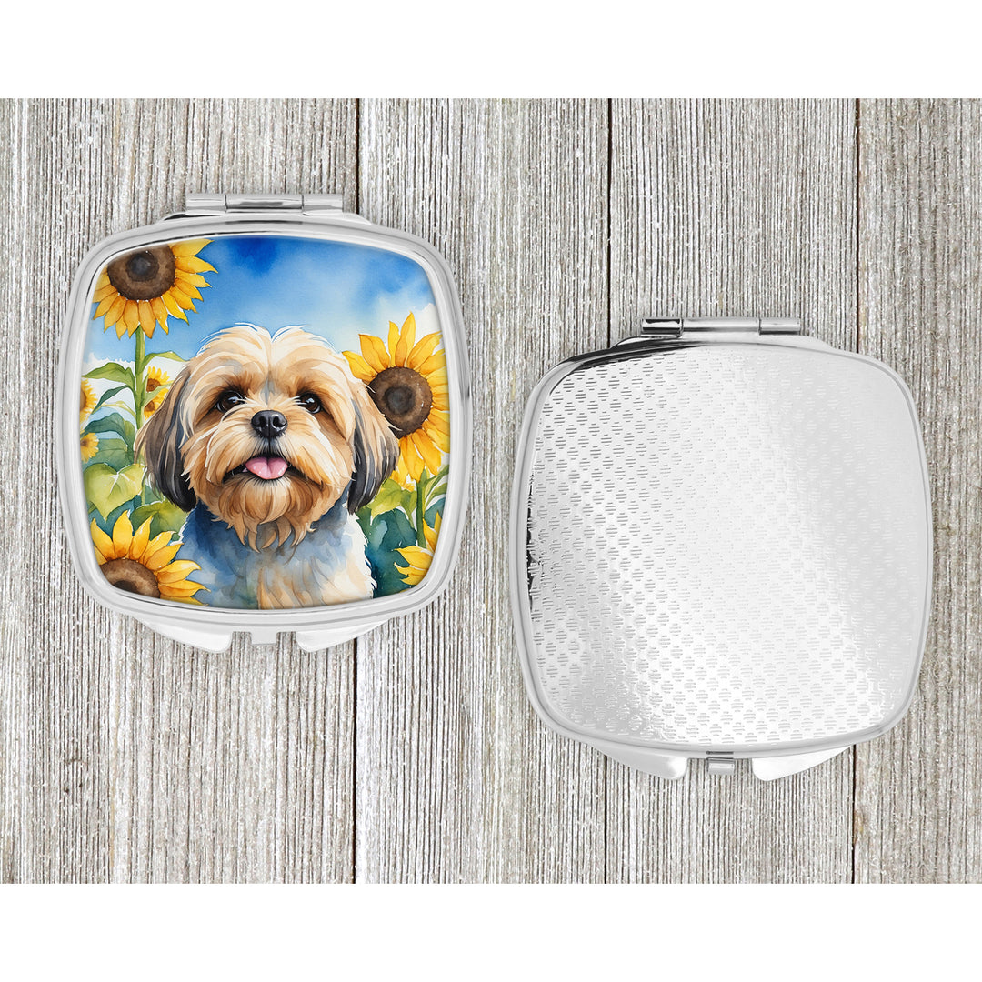 Lhasa Apso in Sunflowers Compact Mirror Image 4