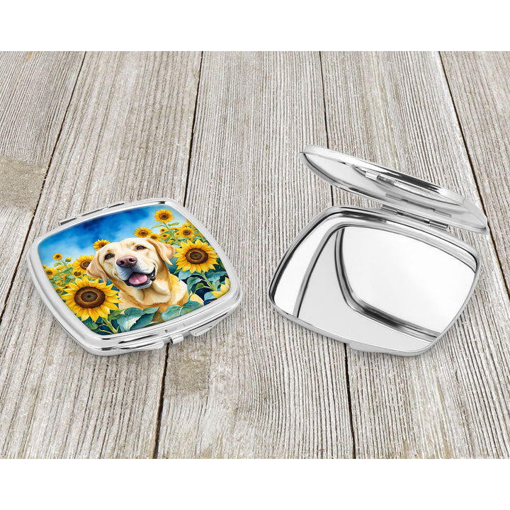 Labrador Retriever in Sunflowers Compact Mirror Image 3