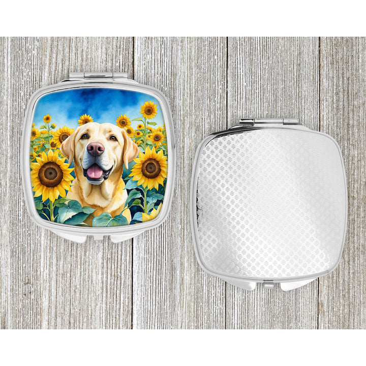 Labrador Retriever in Sunflowers Compact Mirror Image 4