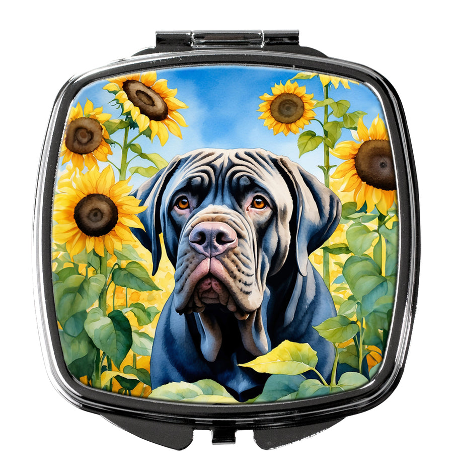 Neapolitan Mastiff in Sunflowers Compact Mirror Image 1