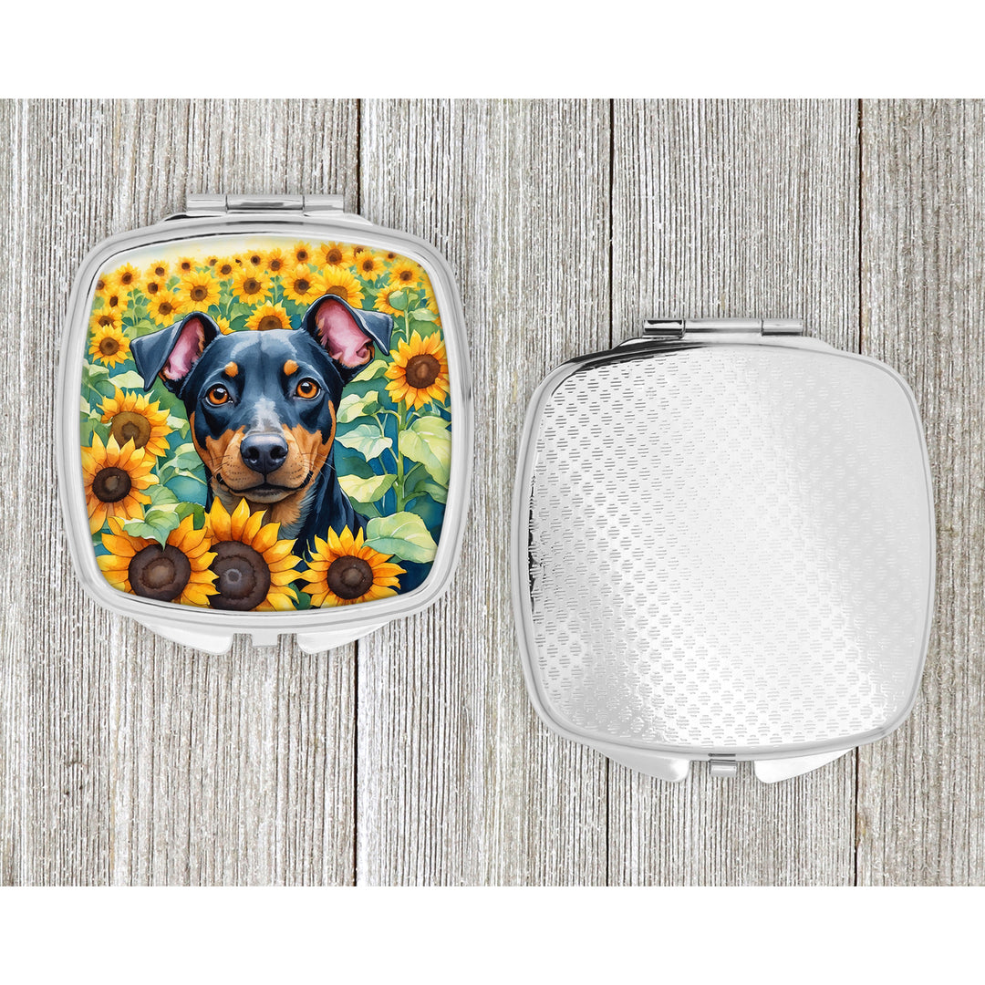 Manchester Terrier in Sunflowers Compact Mirror Image 4