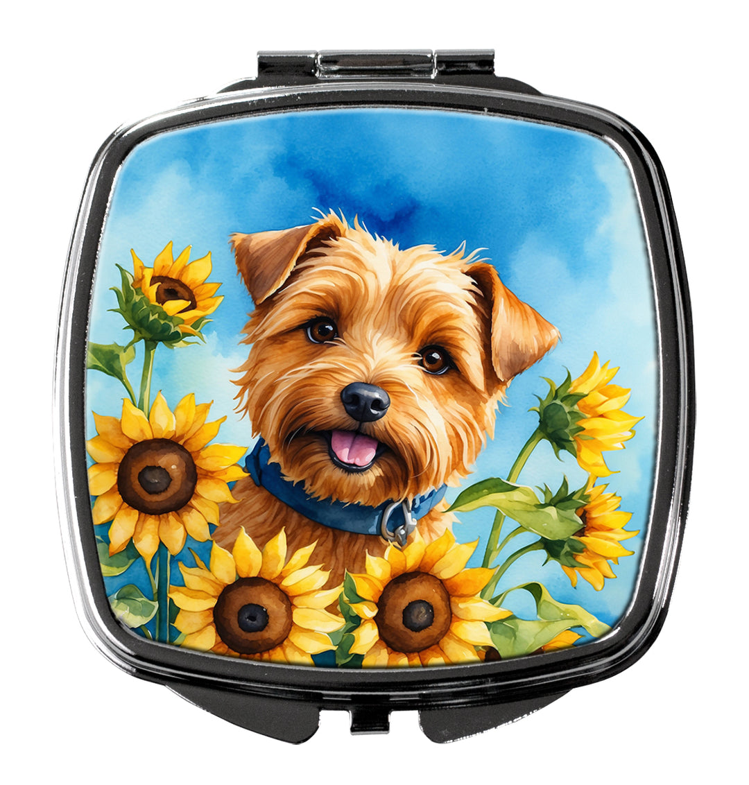 Norfolk Terrier in Sunflowers Compact Mirror Image 1