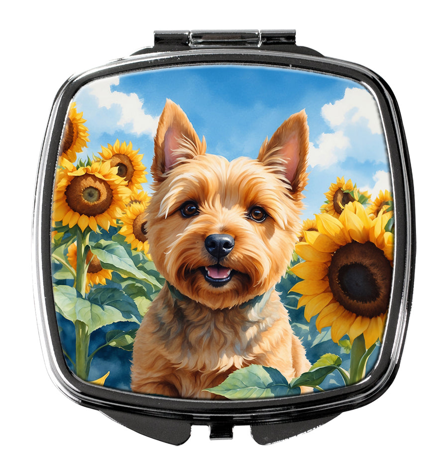 Norwich Terrier in Sunflowers Compact Mirror Image 1