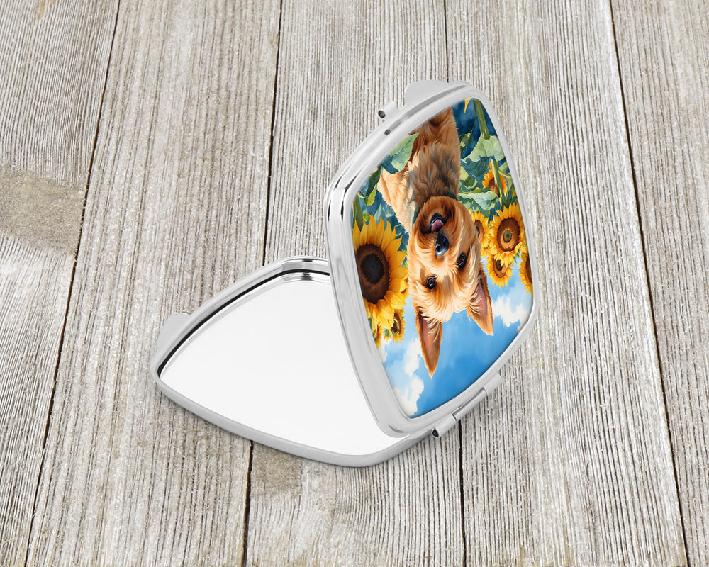 Norwich Terrier in Sunflowers Compact Mirror Image 2