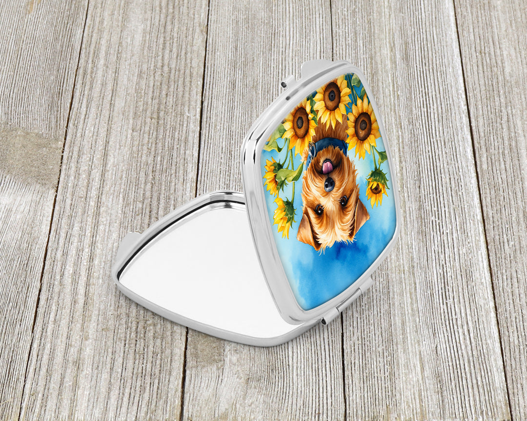 Norfolk Terrier in Sunflowers Compact Mirror Image 2