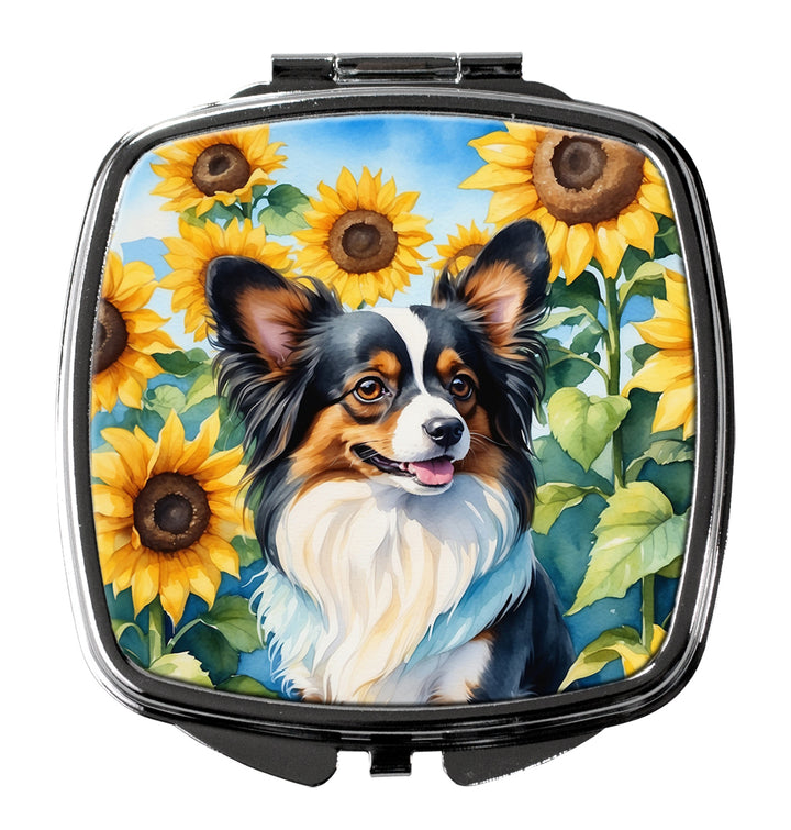 Papillon in Sunflowers Compact Mirror Image 1